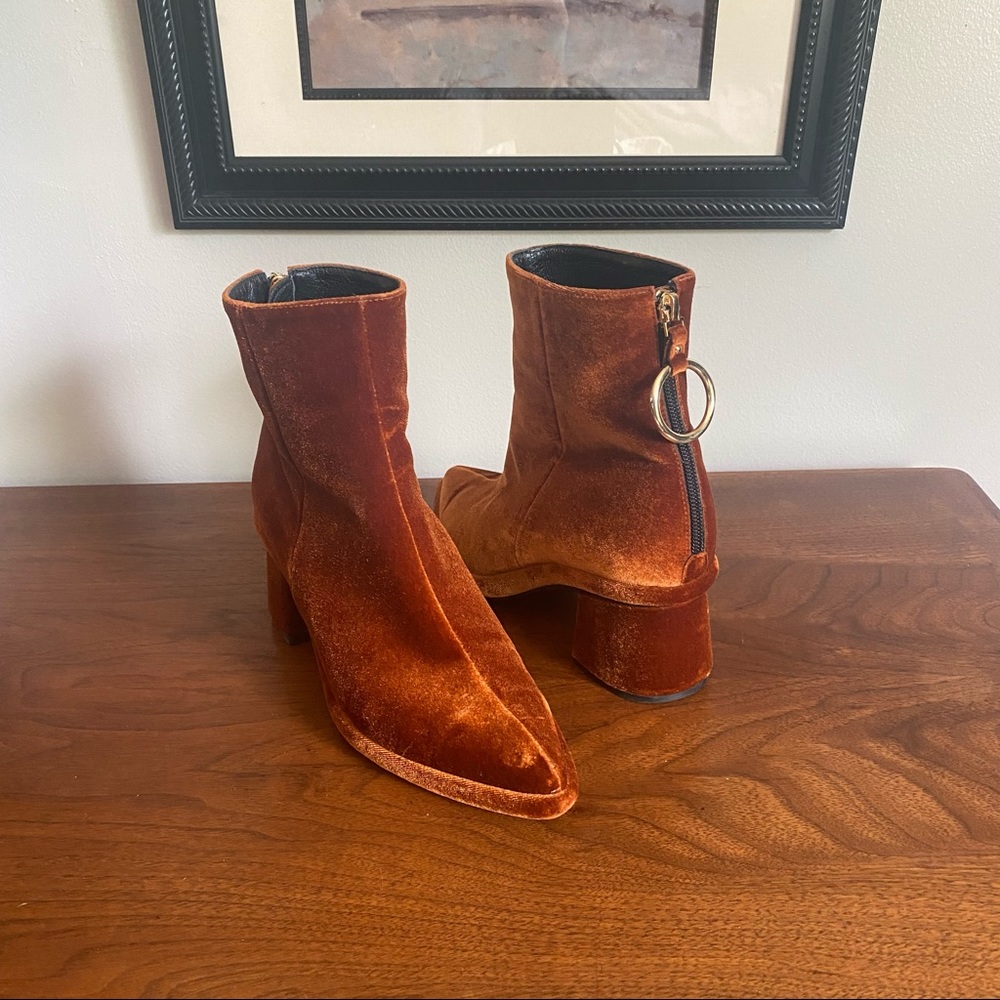 Reike Nen Orange Copper Velvet Ankle Boots 6.5 - 7 / 37